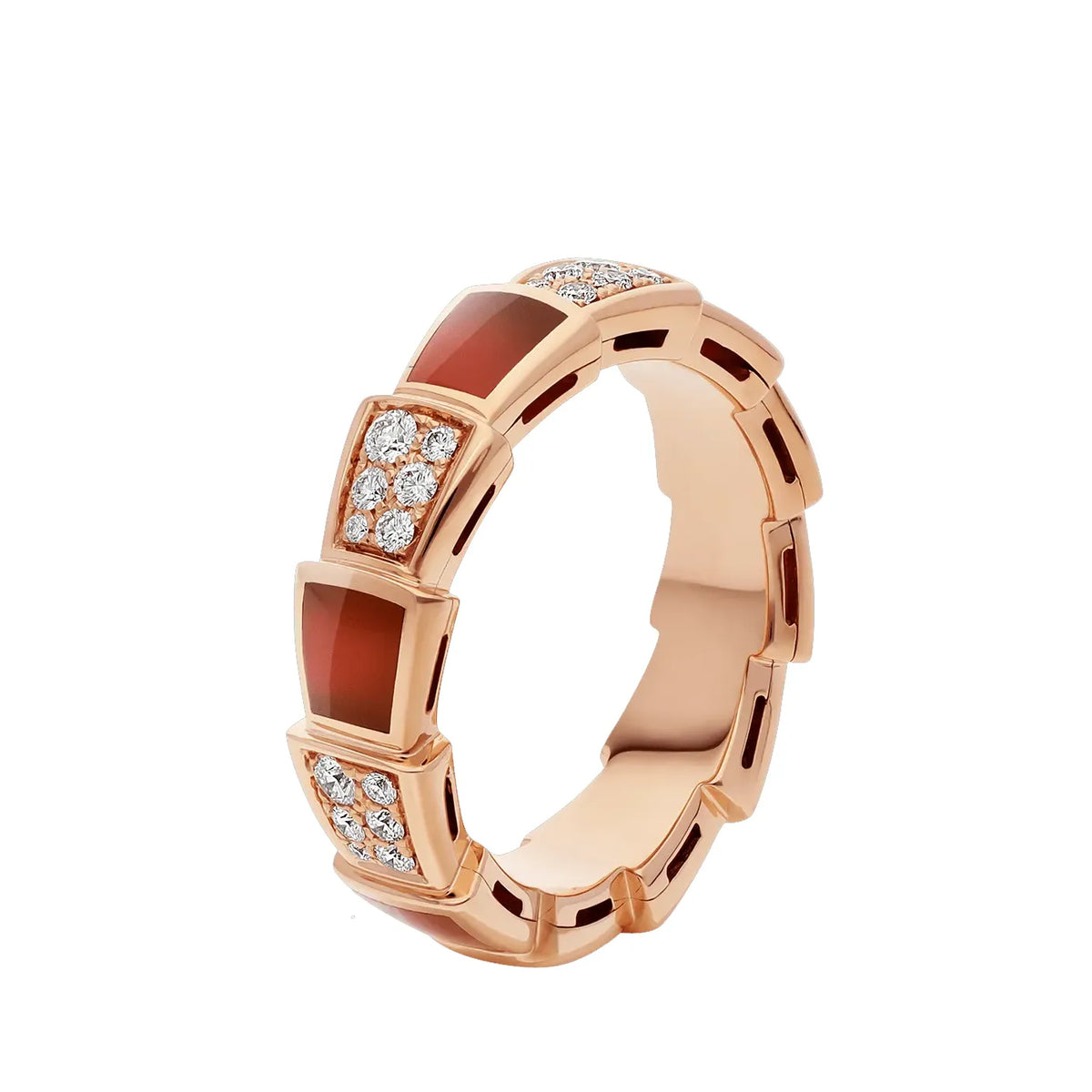 Lotteds Bob Snake Orion Ring, Rose Gold Ruby Moissanite Pavé — real photo 1
