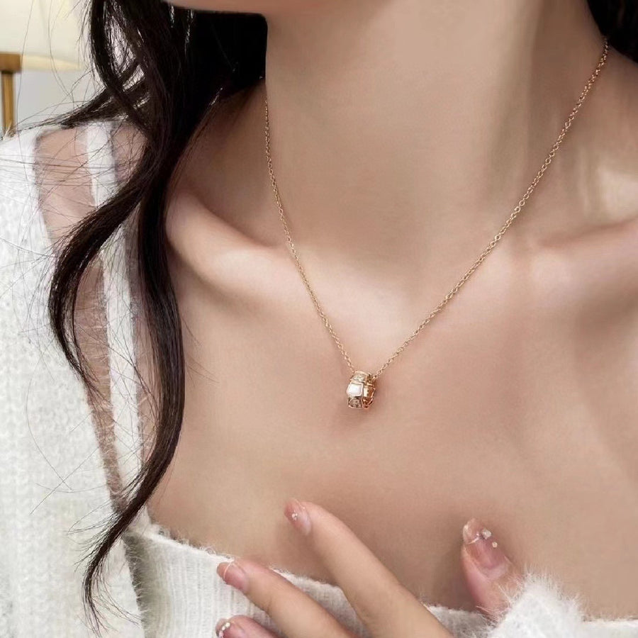 Lotteds Bob Snake Orion Pendant, Rose Gold Segmented Modules White Ceramic — real photo 2