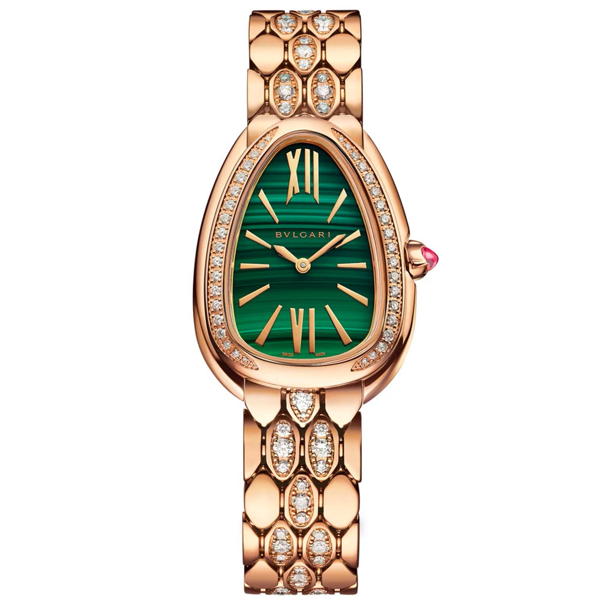 Bob Snake Spiga watch,Rose Gold ,Green Lacquered Dial,Moissanite — real photo 1
