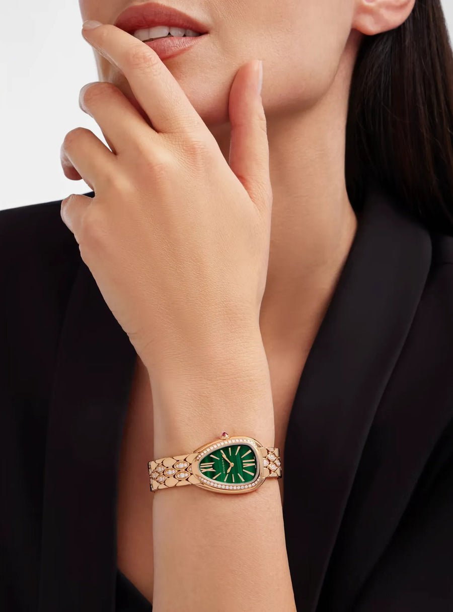 Bob Snake Spiga watch,Rose Gold ,Green Lacquered Dial,Moissanite — real photo 3