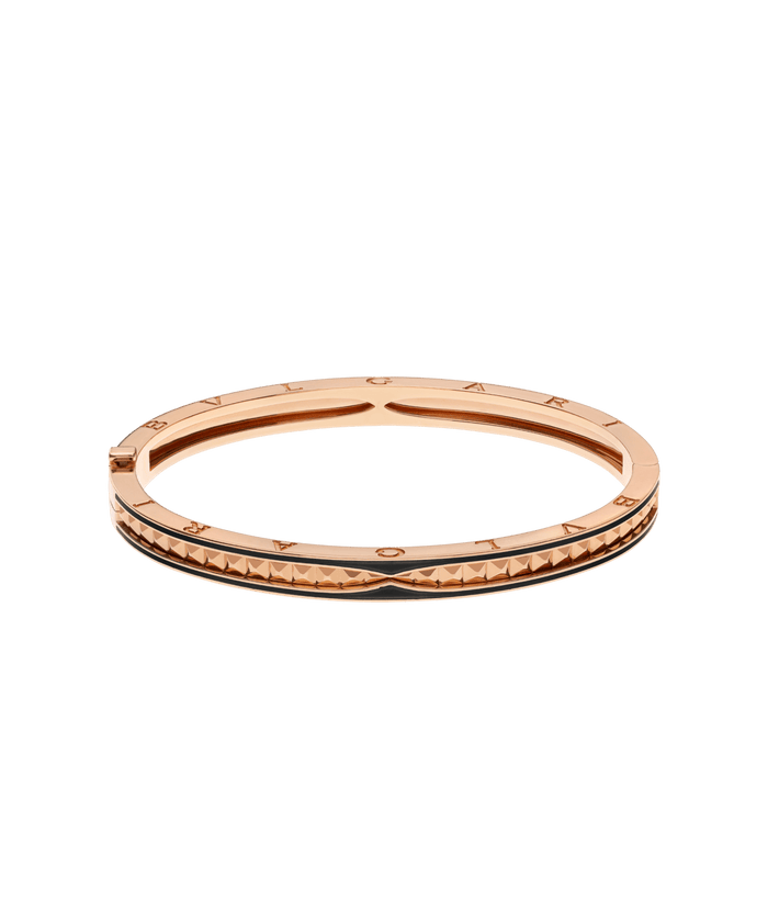 Lotteds Bob Rollers Gear Cuff Bracelet Rose Gold Black Ceramic Stud Slim — real photo 6