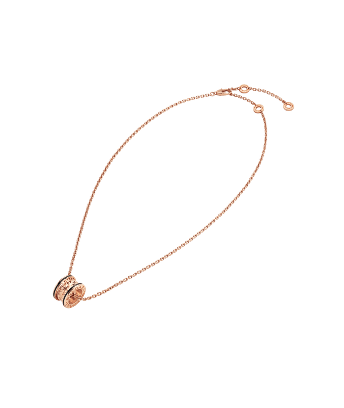 Lotteds Bob Rollers Gear Necklace Rose Gold Black Ceramic Stud Two-Ring — real photo 6