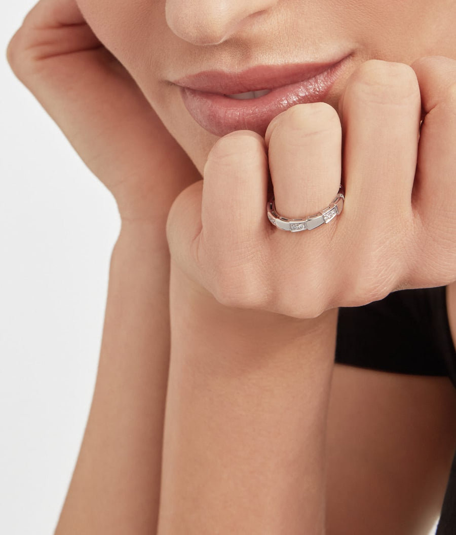 Bob Snake Orion Ring, Moissanite Modules | Rose & White Gold — real photo 2