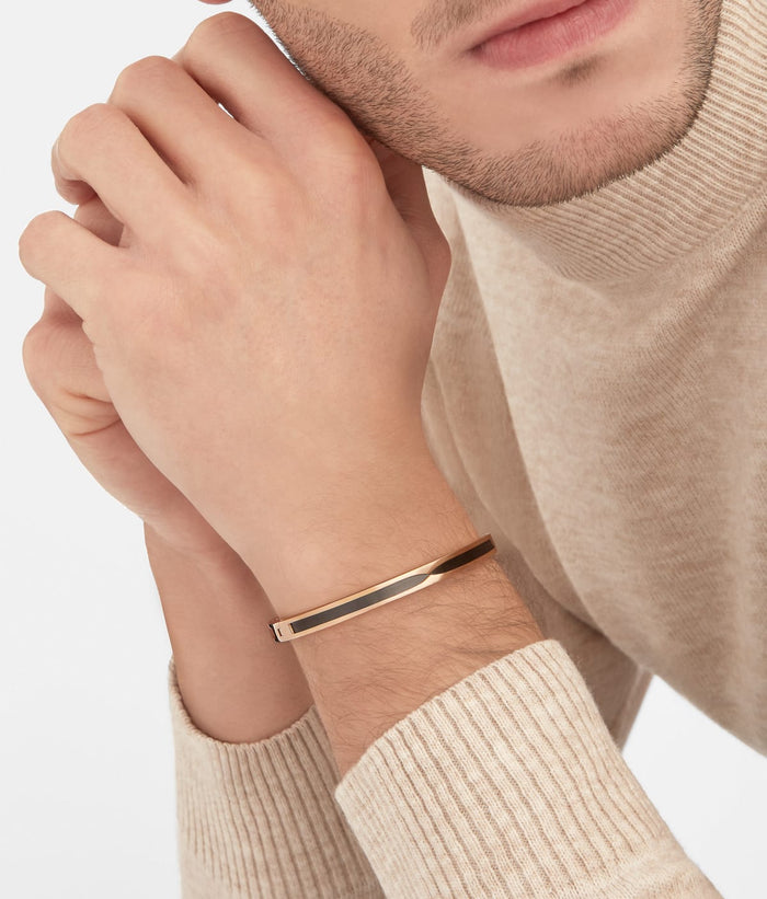 Bob Rollers Calista Rose Gold Cuff Bracelet Black Ceramic — real photo 4