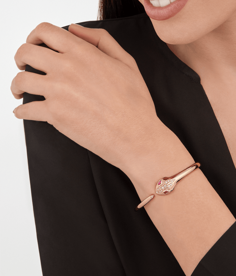 Lotteds Bob Snake Cobra Bracelet, Rose Gold Red Rubellite Moissanite — real photo 2