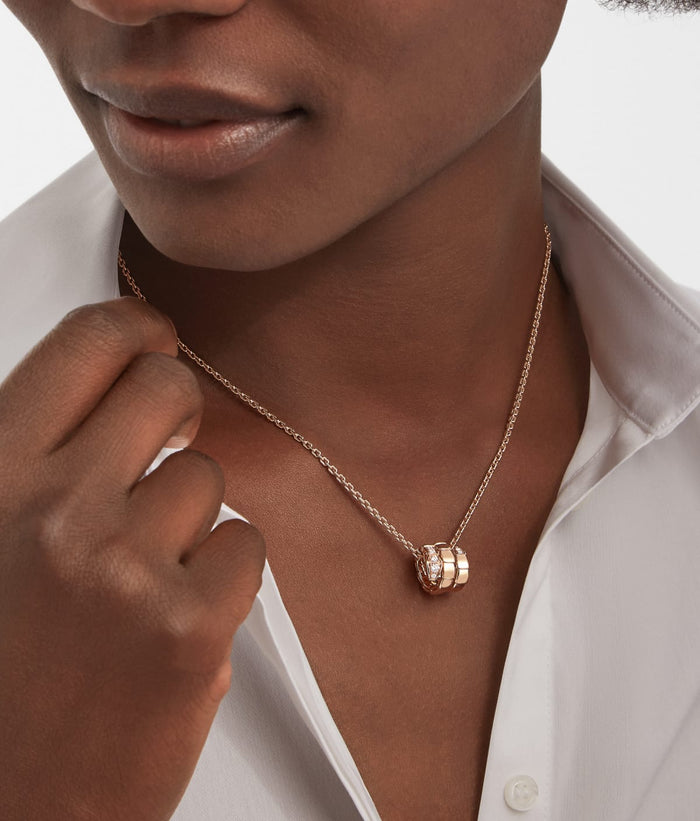 Bob Snake Giorno Triple Band Pendant – Moissanite Head & Tail | Yellow, Rose & White Gold — real photo 4