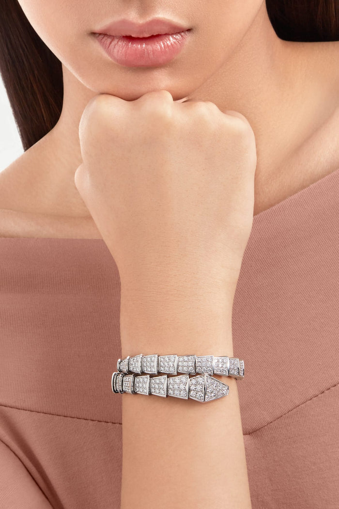 Bob Snake Lovato Bracelet , Full Pavé Moissanite | Yellow, Rose & White Gold — real photo 5