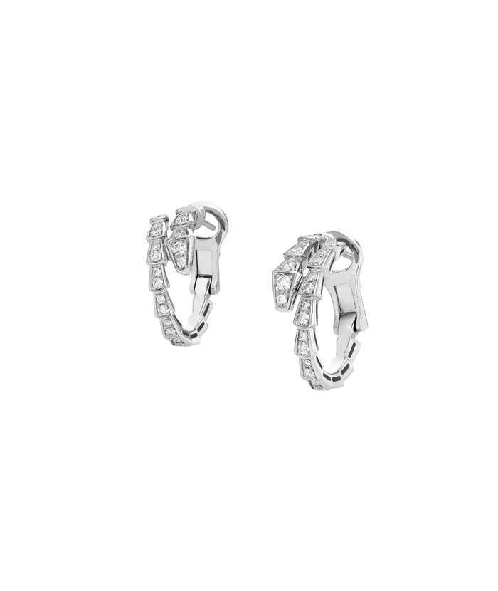 Bob Snake Giorno White Gold Earrings Full Moissanite Pavé — real photo 5
