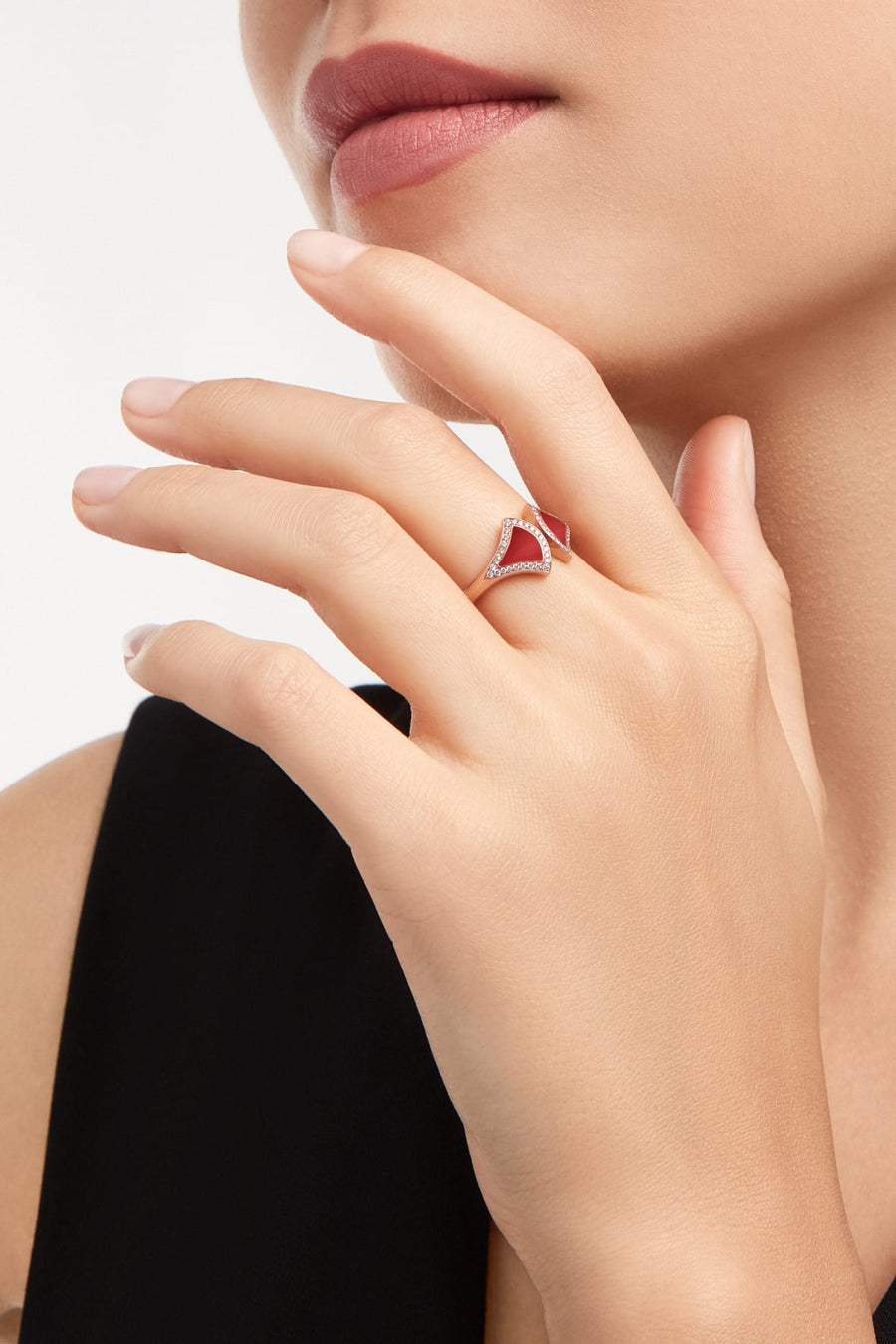 Bob Aeris Fan Essential Ring, Carnelian, Moissanite — real photo 3