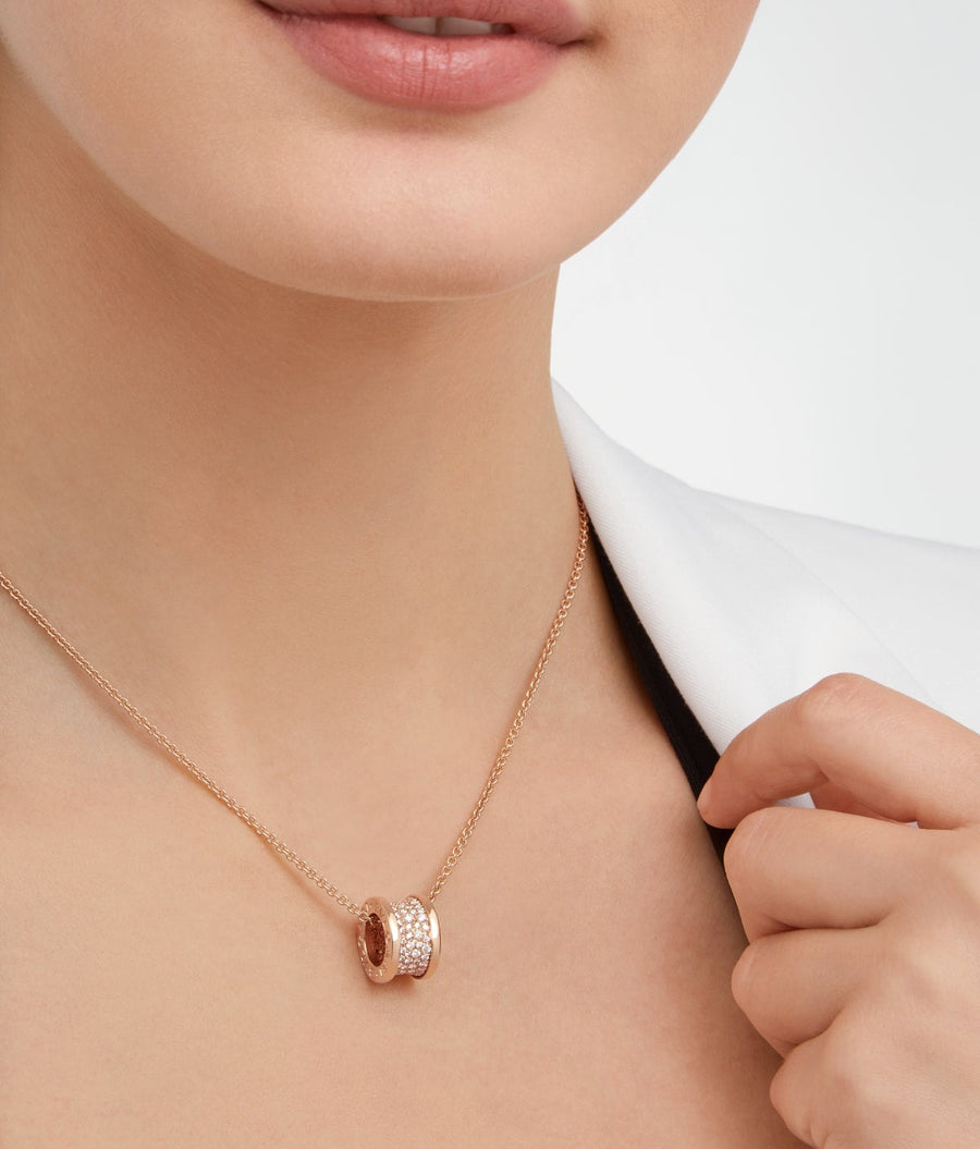 Bob Rollers Cordelia Necklace, Moissanite，Large Model| Yellow, Rose & White Gold — real photo 3