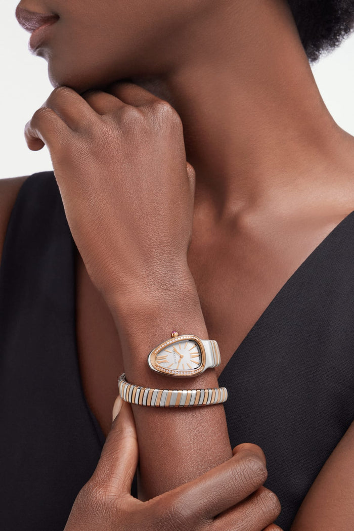 Bob Snake Chrono Rose White Gold Watch Moissanite Lab-grown — real photo 4