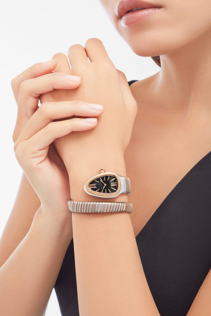 Bob Snake Chrono Rose Gold & White Gold Watch Black Screen — real photo 4
