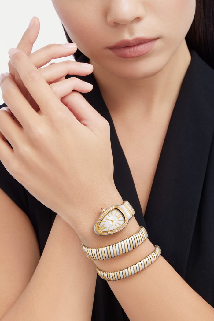 Bob Snake Chrono Rose White Gold Watch Lab-grown Moissanite — real photo 4