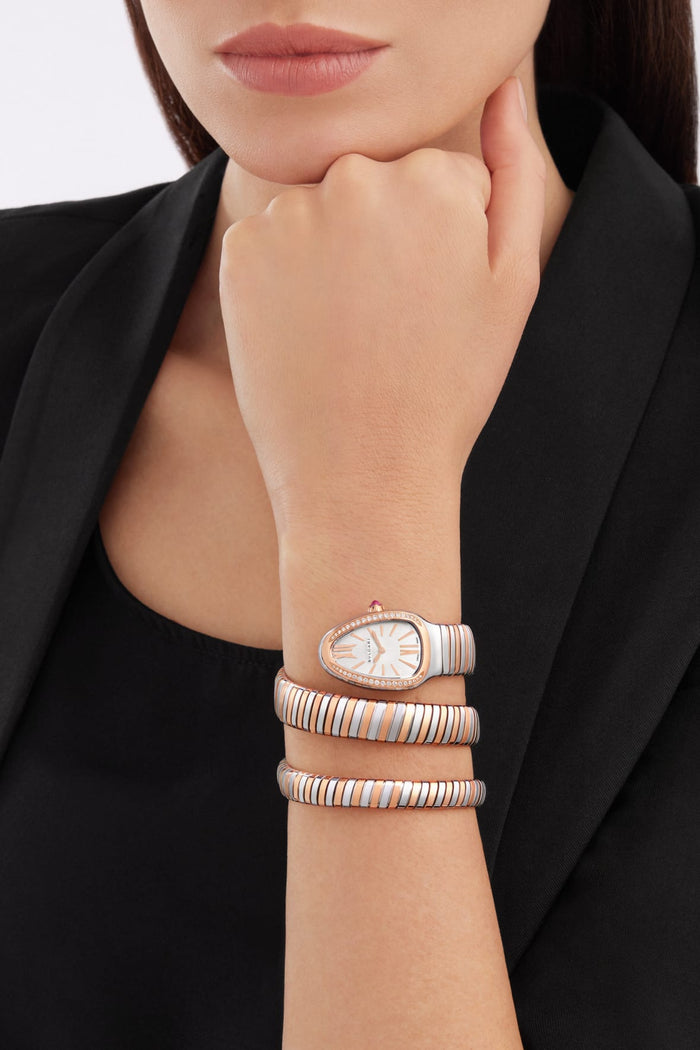 Bob Snake Chrono Rose Gold&White Gold Watch Lab-grown Moissanite — real photo 4