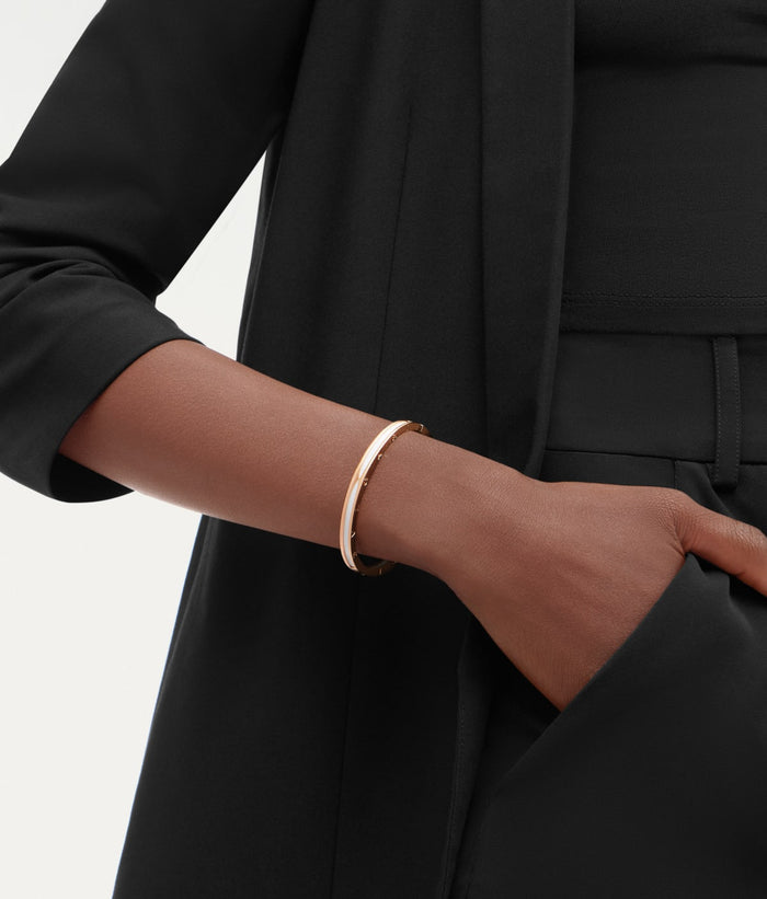 Bob Rollers Calista Rose Gold Cuff Bracelet White Ceramic — real photo 5