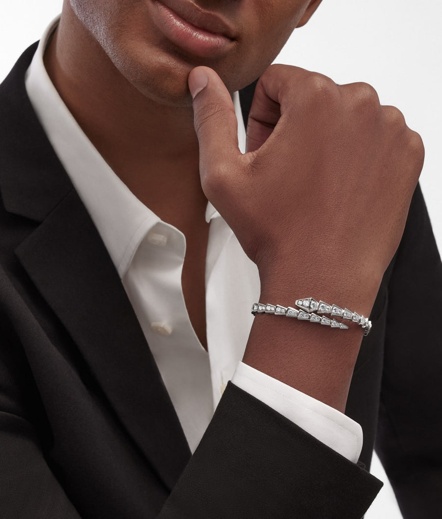 Bob Snake Giorno Double Band Bracelet – Moissanite Pavé in Yellow, Rose & White Gold Finish — real photo 2