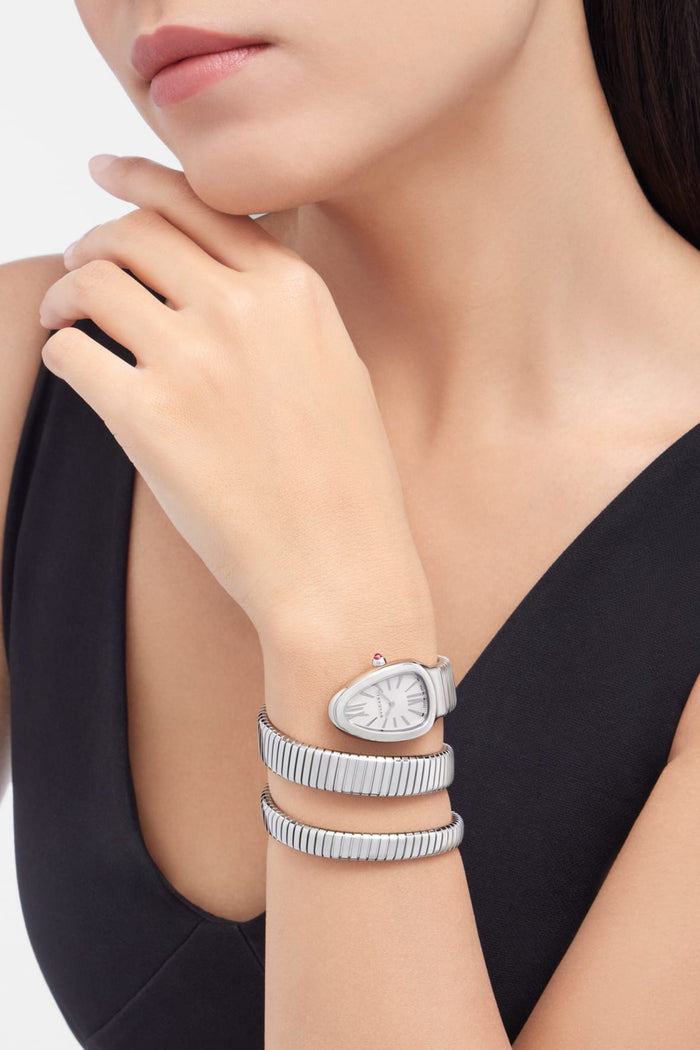 Bob Snake Chrono White Gold Watch Double Circle Moissanite — real photo 4