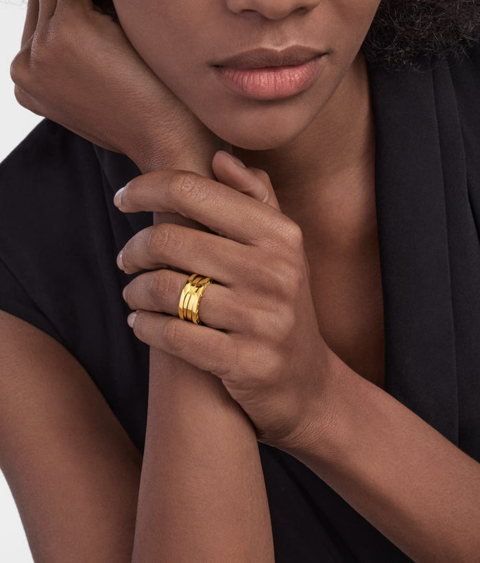 Lotteds Bob Rollers Marlo 2  Band Ring| Yellow, Rose & White Gold — real photo 4
