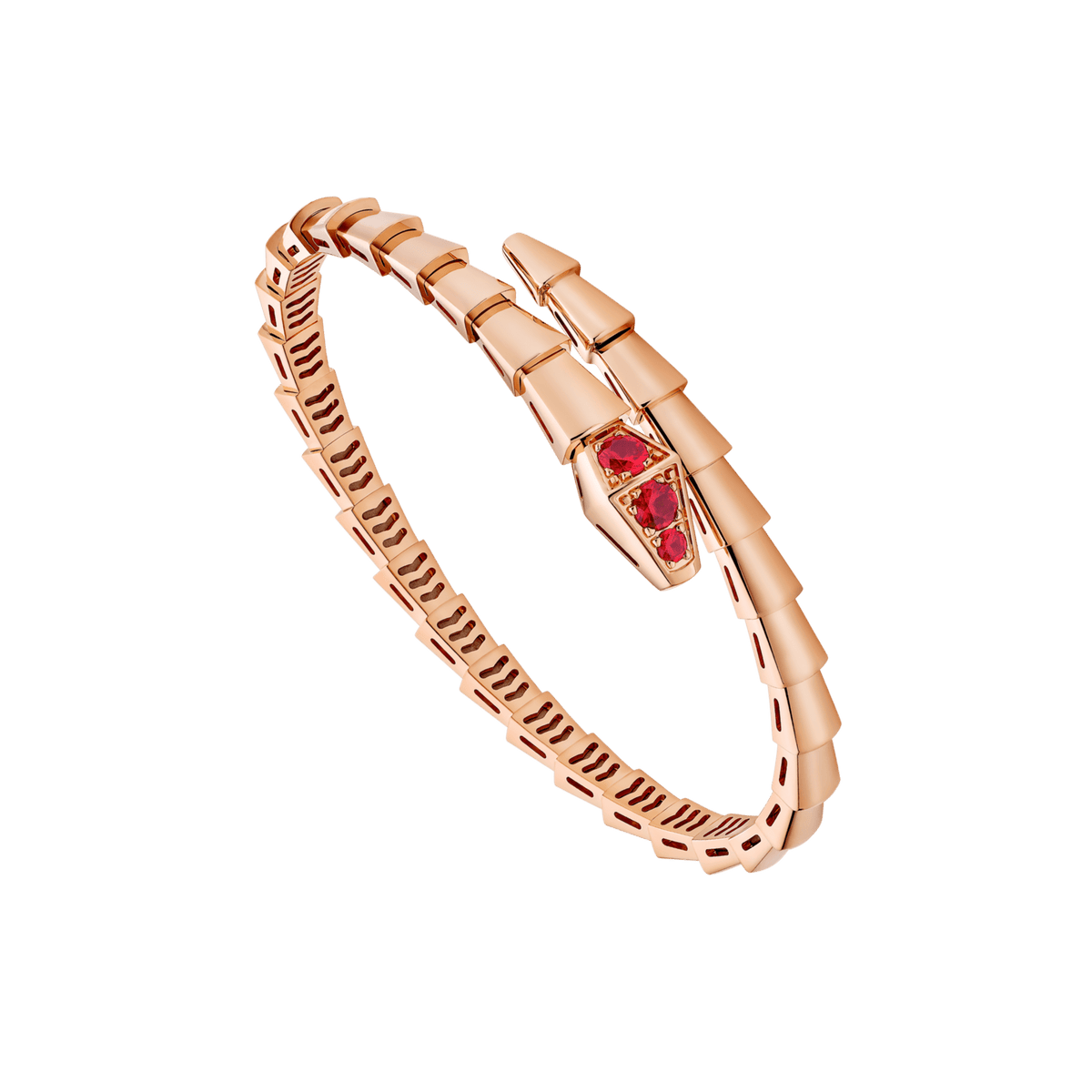 Bob Snake Giorno Open Bracelet Rose Gold with Ruby Head — real photo 1