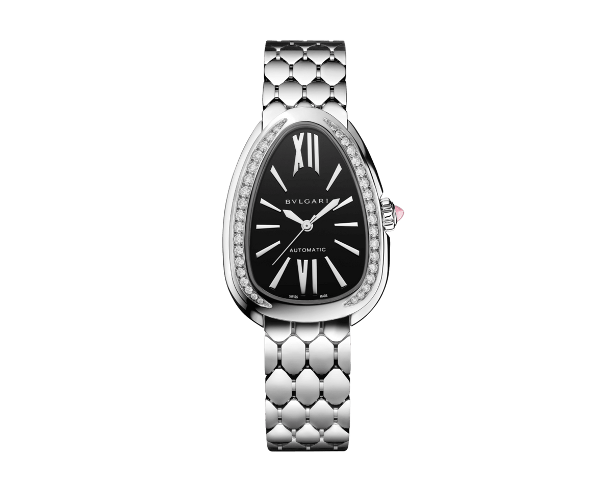 Bob Snake Spiga White Gold Watch Moissanite Black Screen — real photo 1