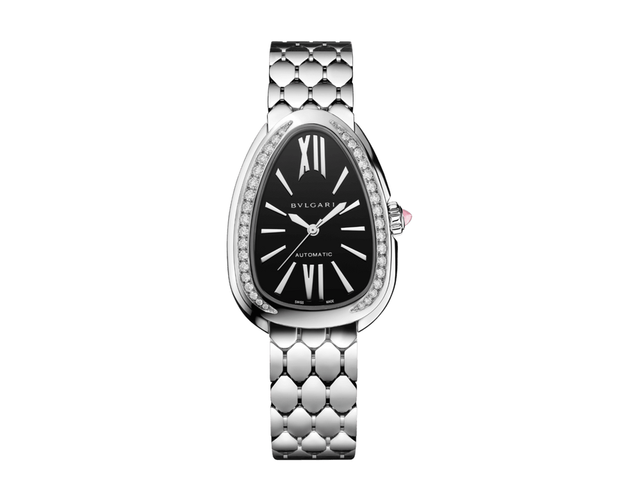 Bob Snake Spiga White Gold Watch Moissanite Black Screen — real photo 2