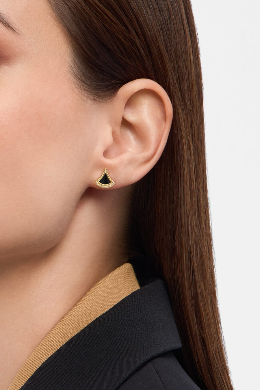 Bob Aeris Fan Essential  Earrings,  Yellow Gold ，Black onyx — real photo 3