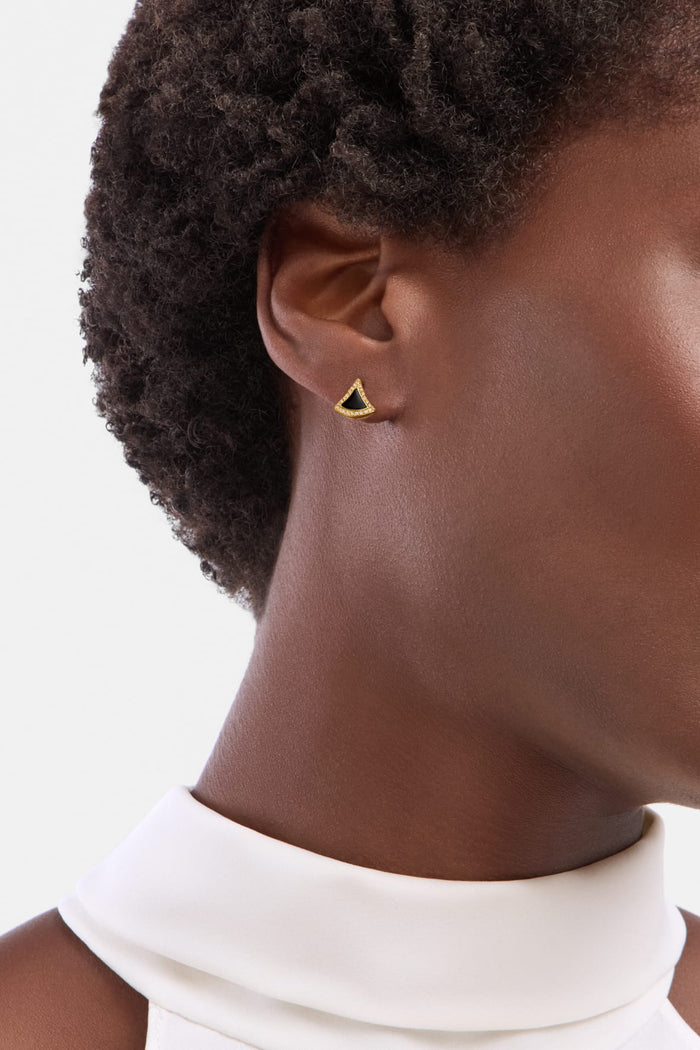 Bob Aeris Fan Essential  Earrings,  Yellow Gold ，Black onyx — real photo 4