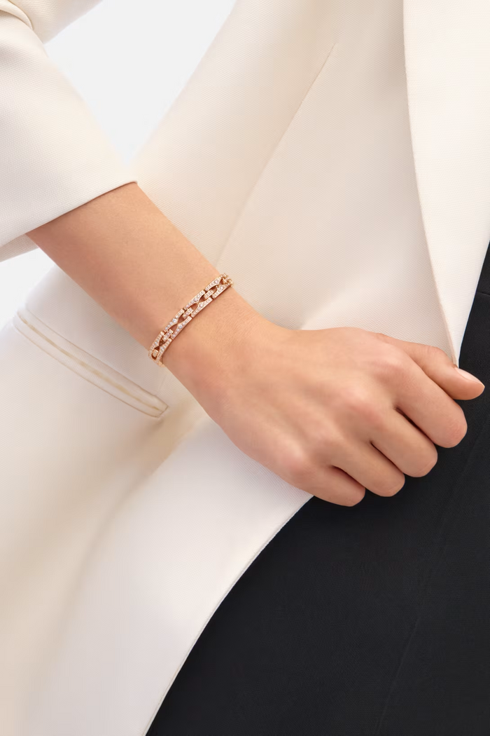Bob Aura Chain Bracelet, Moissanite, Full Pave Set | Rose & White Gold — real photo 5