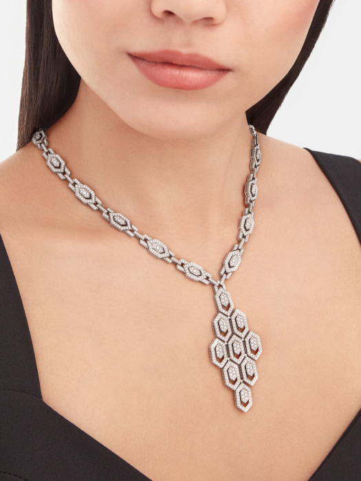 Lotteds Bob Snake Claire Pendant, White Gold Full Moissanite — real photo 2