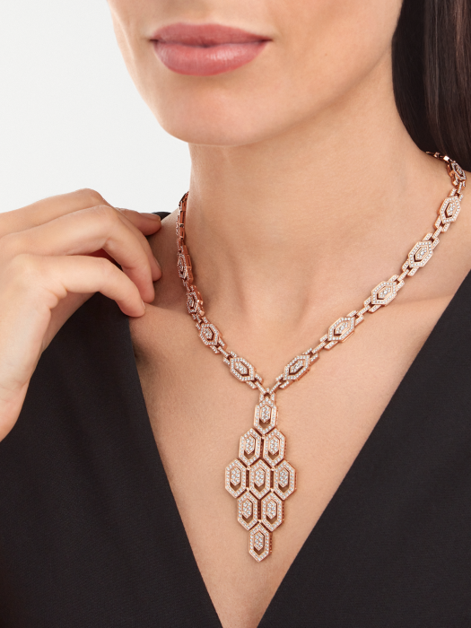 Lotteds Bob Snake Claire Pendant, Rose Gold Full Moissanite — real photo 2