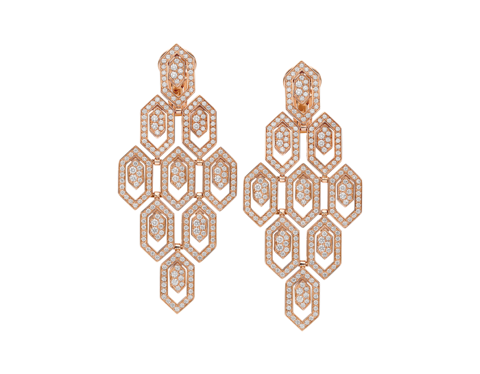 Lotteds Bob Snake Claire Earrings, Rose Gold Full Moissanite Dangle — real photo 1