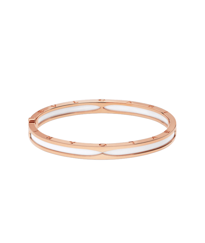 Bob Rollers Calista Rose Gold Cuff Bracelet White Ceramic — real photo 6