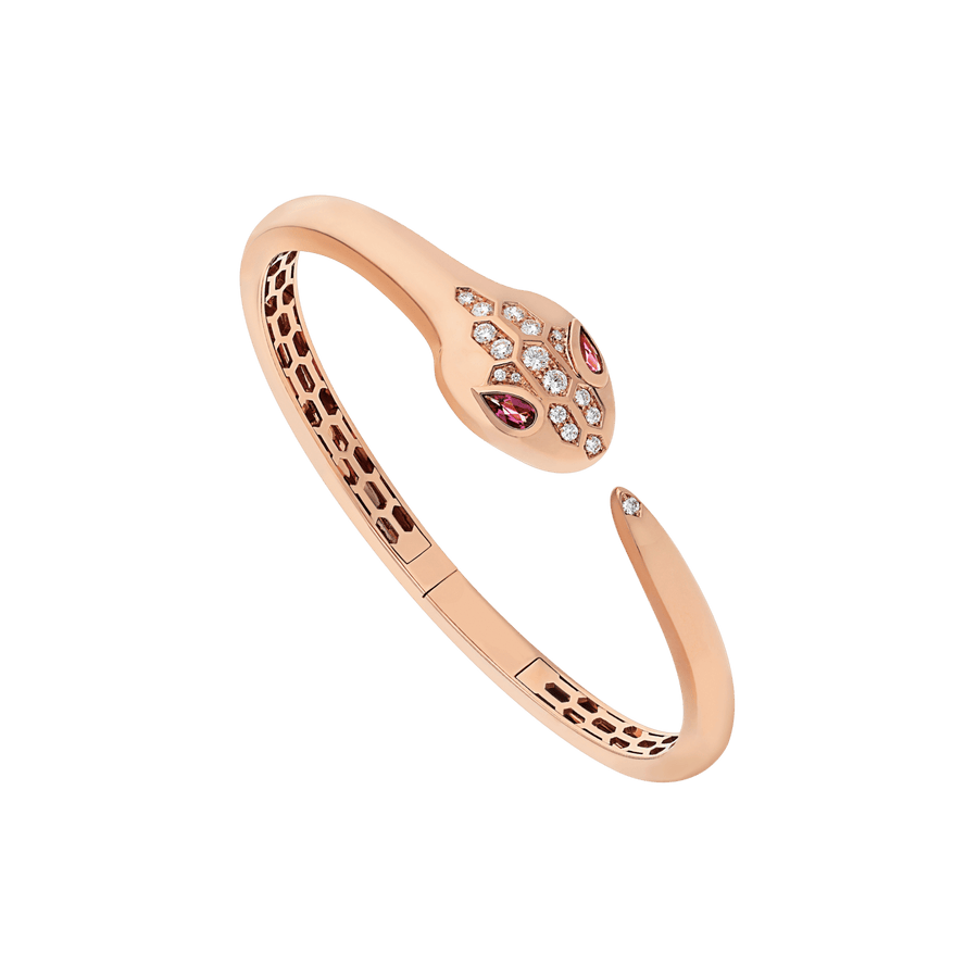 Lotteds Bob Snake Cobra Bracelet, Rose Gold Red Rubellite Moissanite — real photo 1