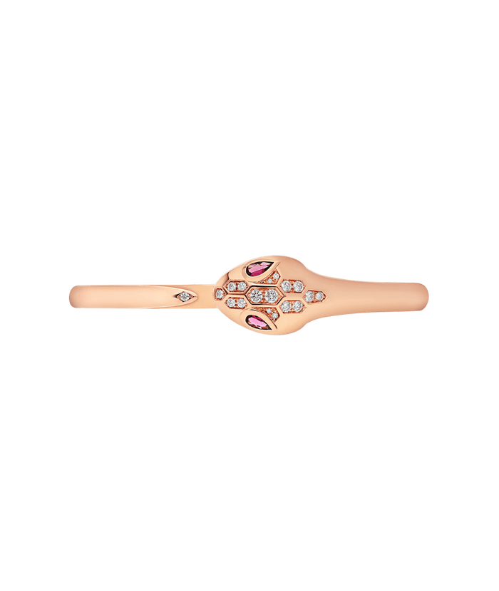 Lotteds Bob Snake Cobra Bracelet, Rose Gold Red Rubellite Moissanite — real photo 5