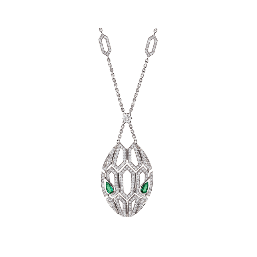 Bob Snake Cobra Pendant – Full Moissanite Pavé with Emerald Eyes — real photo 1
