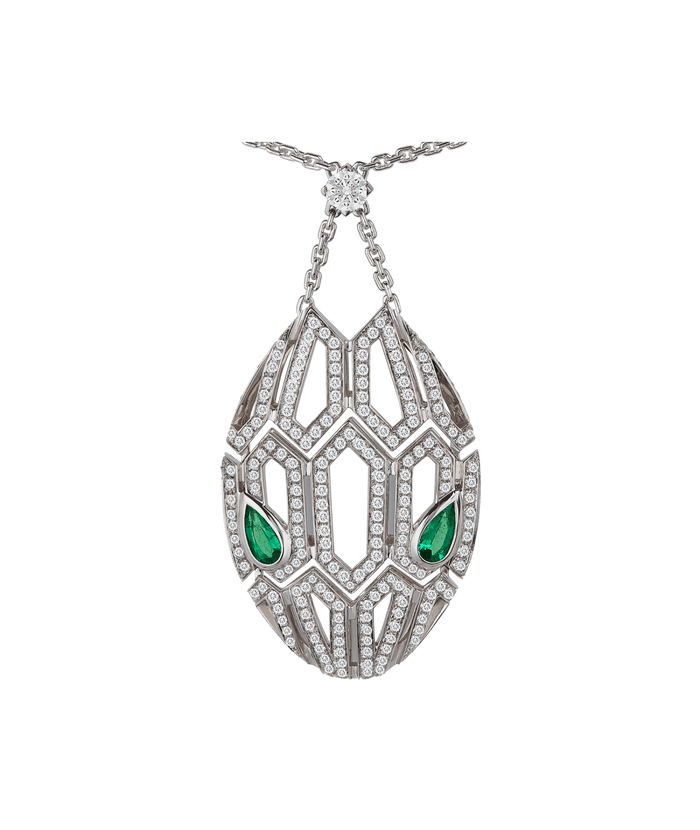 Bob Snake Cobra Pendant – Full Moissanite Pavé with Emerald Eyes — real photo 5