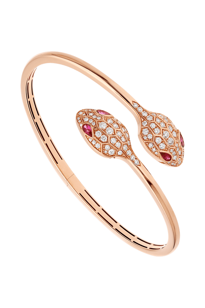 Bob Snake Cobra Bracelet Rose Gold Full Pavé Moissanite & Ruby Eyes — real photo 5