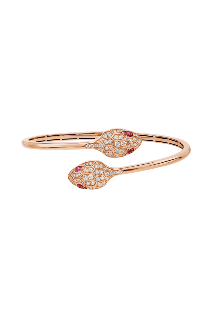 Bob Snake Cobra Bracelet Rose Gold Full Pavé Moissanite & Ruby Eyes — real photo 6