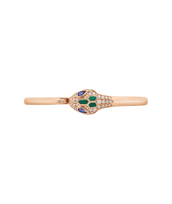 Lotteds Bob Snake Cobra Bracelet, Rose Gold Green Sapphires Moissanite — real photo 4