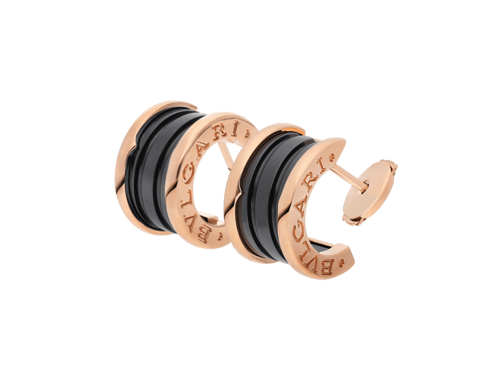 Bob Rollers Calista Rose Gold Hoop Earrings Black — real photo 5
