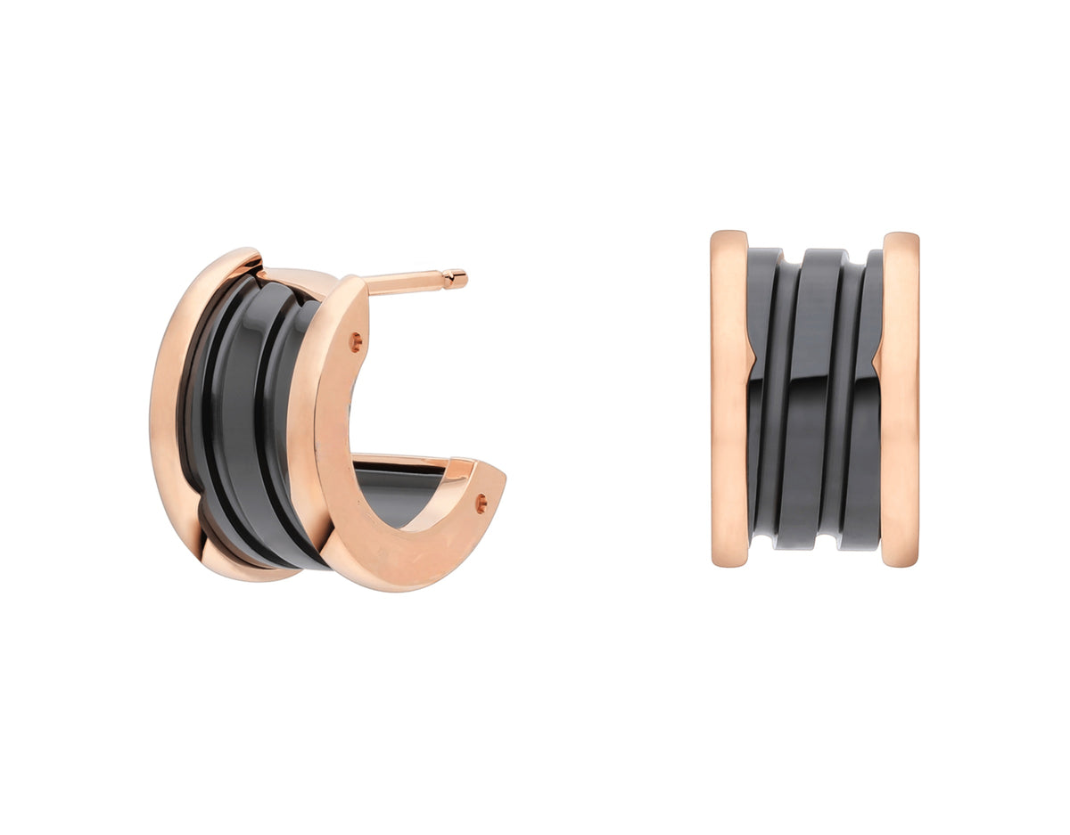 Bob Rollers Calista Rose Gold Hoop Earrings Black — real photo 1