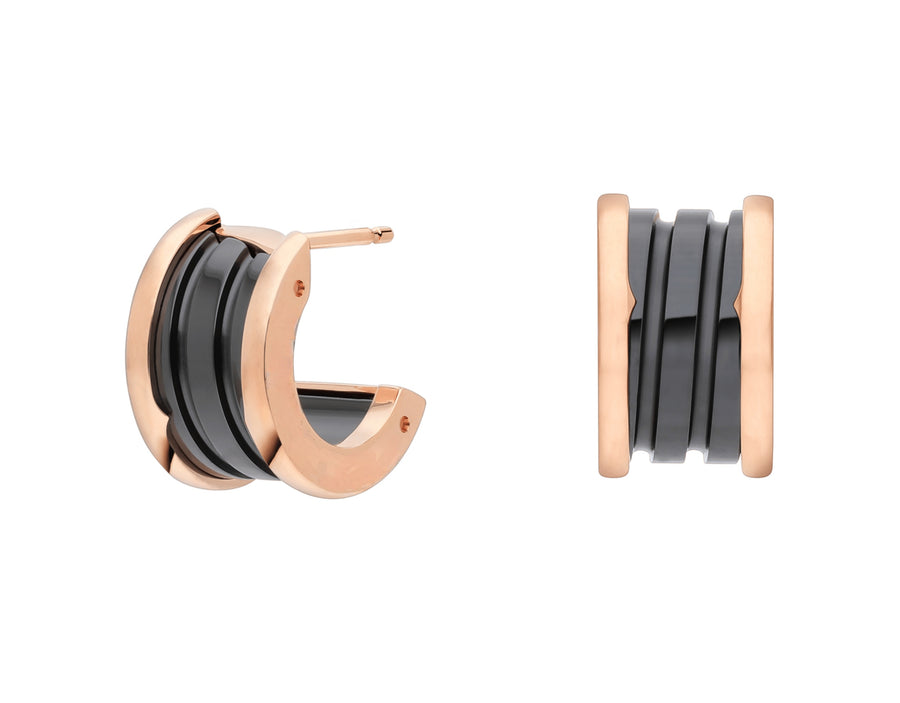 Bob Rollers Calista Rose Gold Hoop Earrings Black — real photo 2