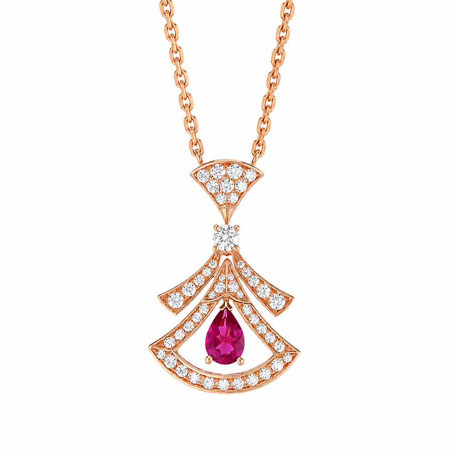 Bob Aeris Fan Linear Grace Necklace, Ruby — real photo 2