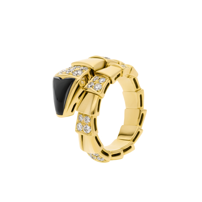 Lotteds Bob Snake Lovato Ring, Rose Gold Pavé Moissanite & Black Onyx Accent — real photo 5