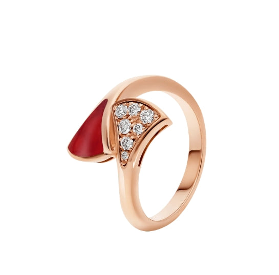 Bob Aeris Fan Essential  Ring, Rose Gold,Red Agate & Moissanite — real photo 1