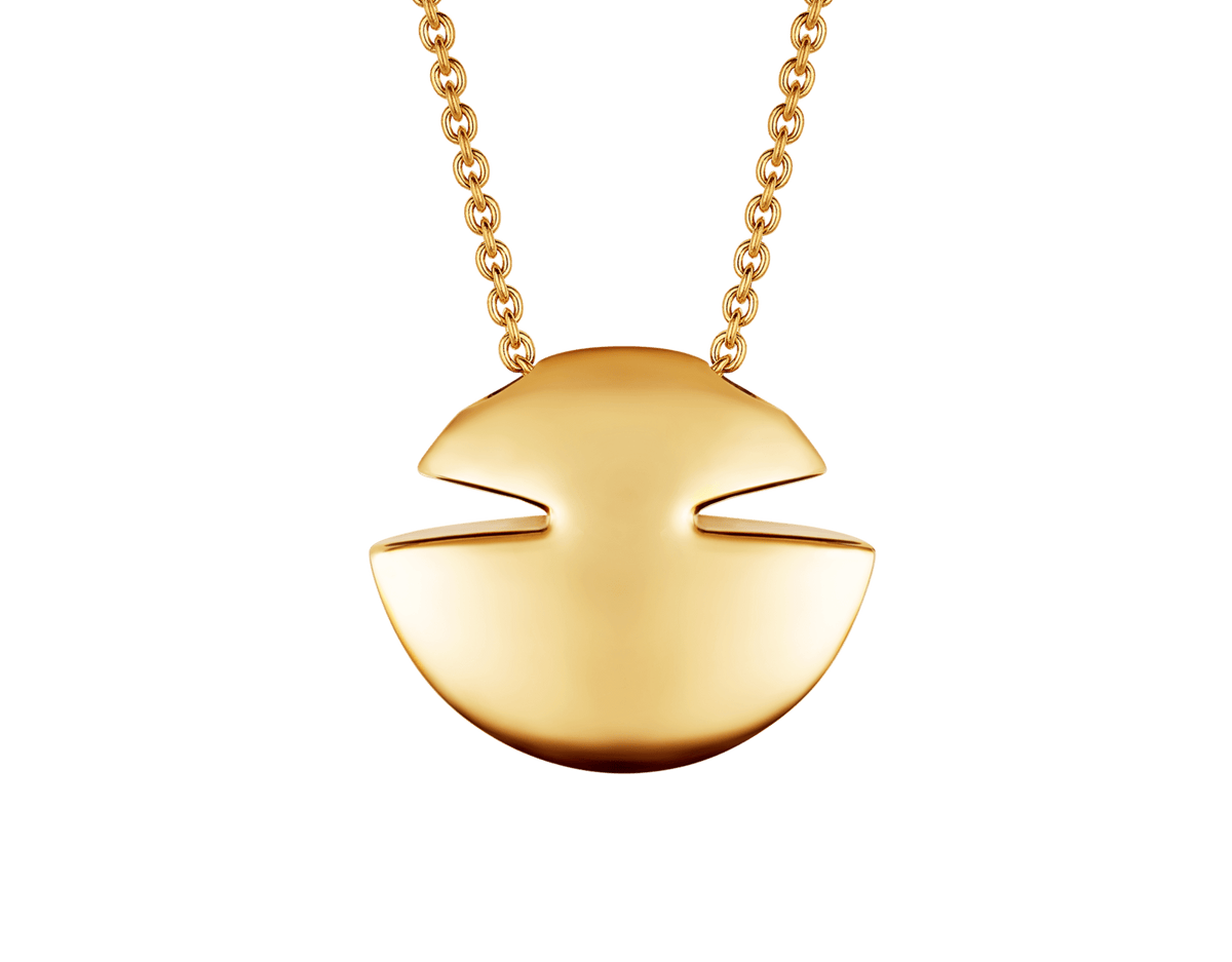 Bob Aura Convex Necklace,Plain, High Polish| Yellow, Rose & White Gold — real photo 1