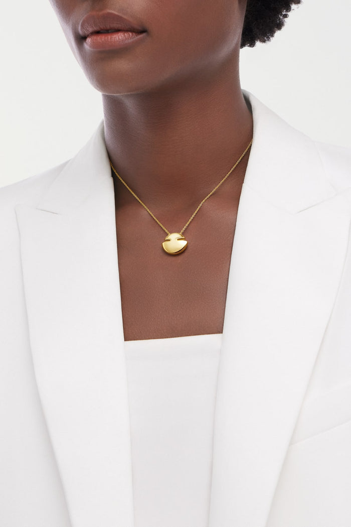 Bob Aura Convex Necklace,Plain, High Polish| Yellow, Rose & White Gold — real photo 6