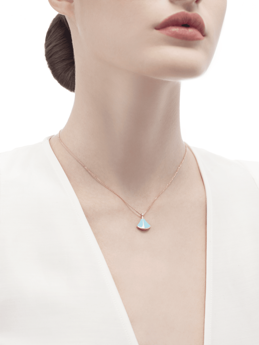 Bob Aeris Fan Essential  Necklace, Rose Gold, Turquoise — real photo 3