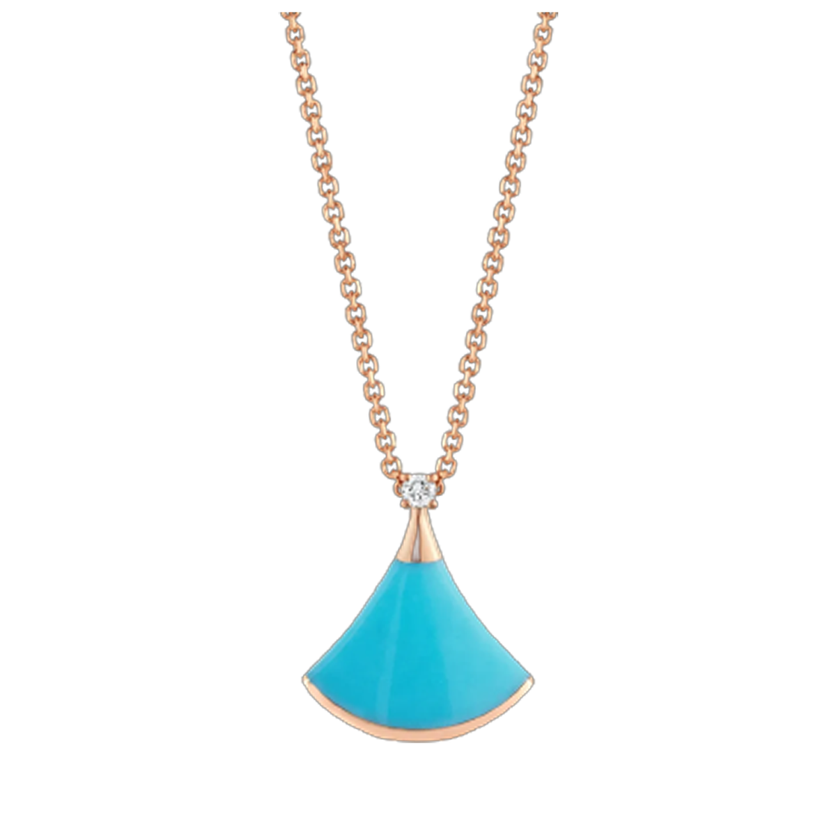 Bob Aeris Fan Essential  Necklace, Rose Gold, Turquoise — real photo 1