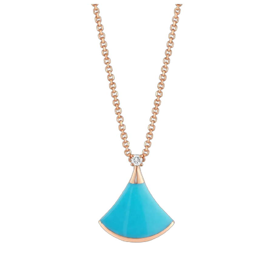 Bob Aeris Fan Essential  Necklace, Rose Gold, Turquoise — real photo 2